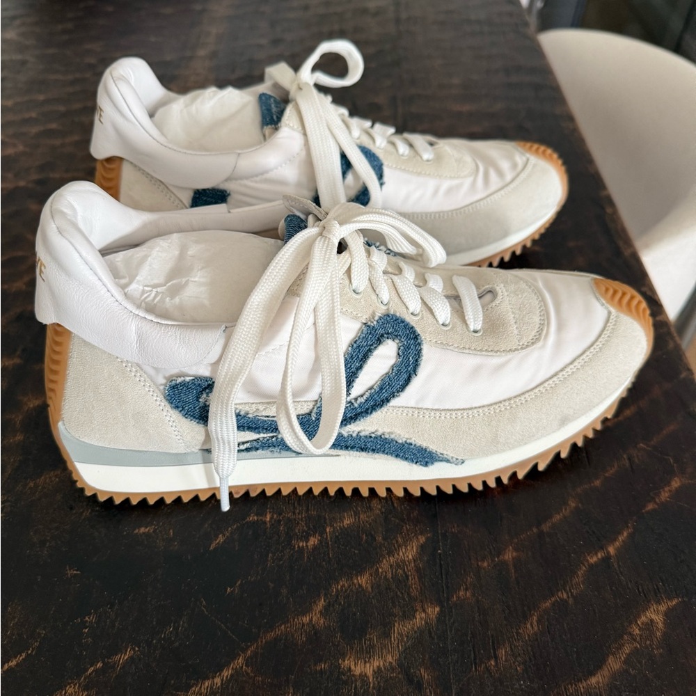 Loewe Flow Runner Sneaker size 9 white/denim worn once like new